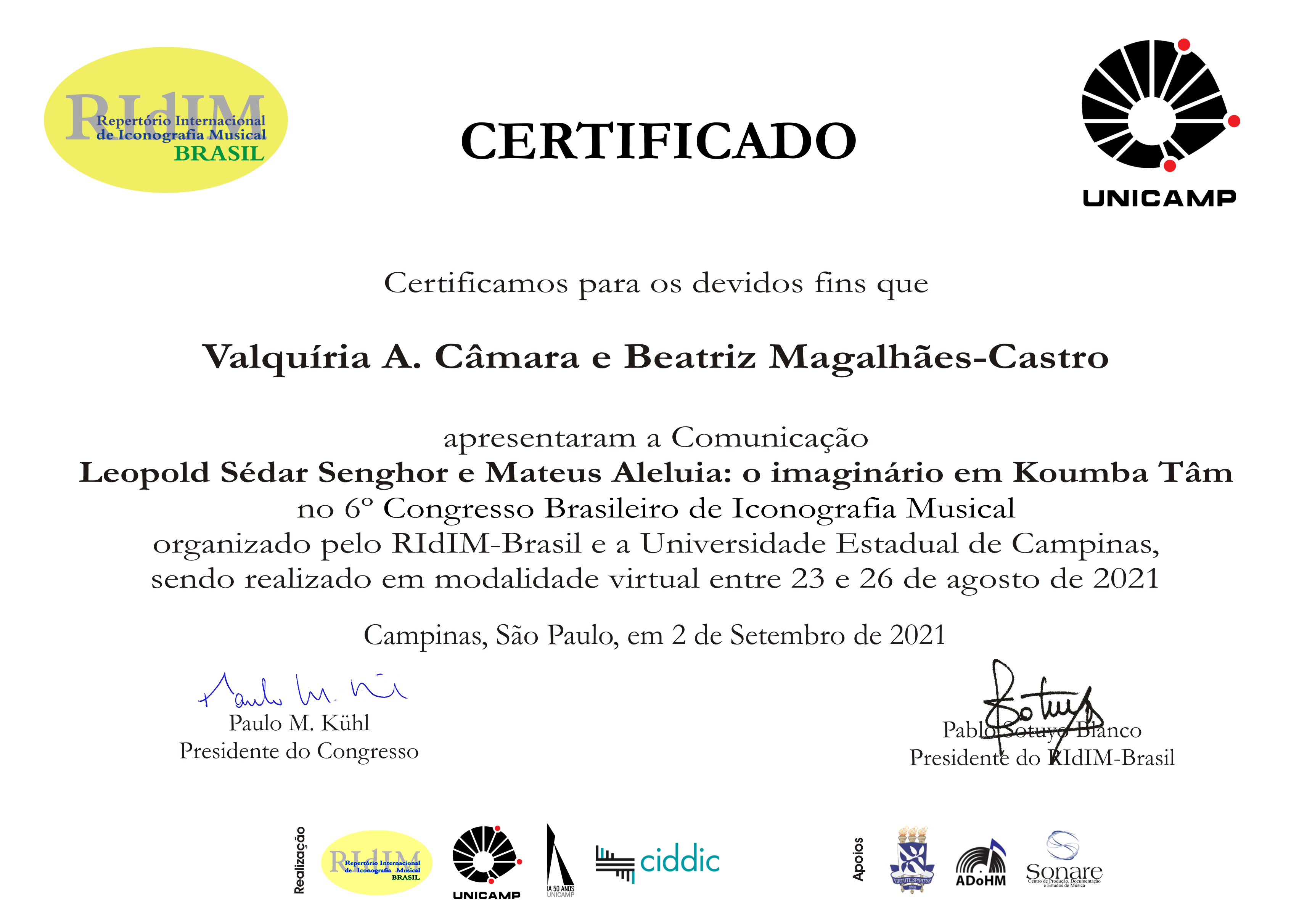 Certificado RIDIM